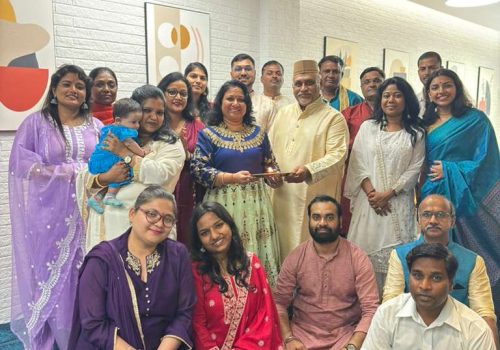 Lex Visas team celebrating Diwali 2025 with traditional attire, festive decorations, diyas, and joyful moments